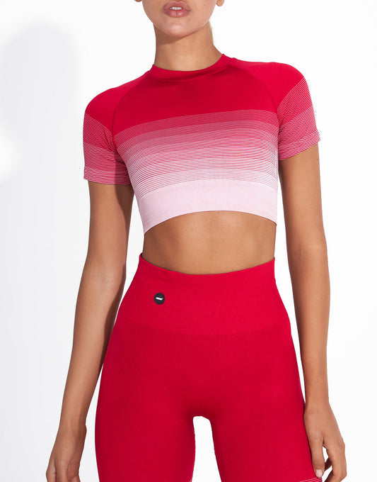 DYE OUT RED SEAMLESS CROP TOP
