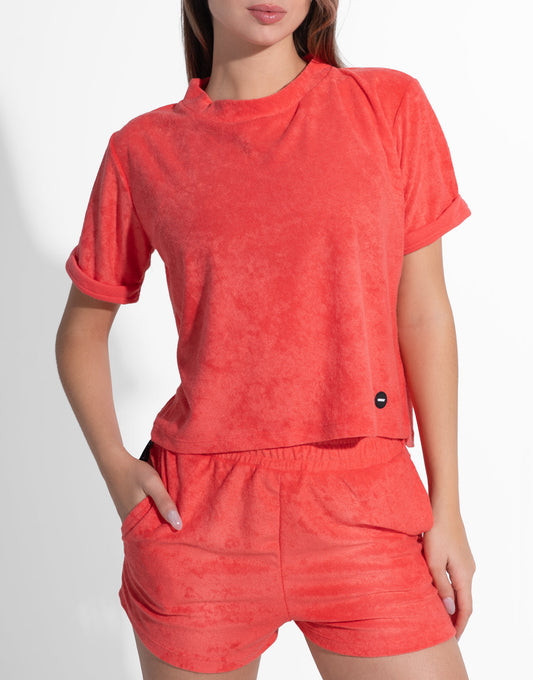 CORAL FLUFFY TEE